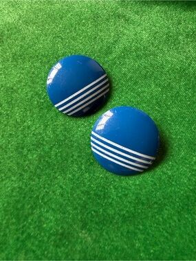 Blue Round Striped Metal Vintage Earrings